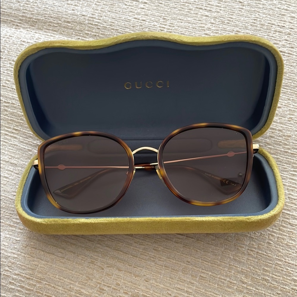 Gucci Brown Sunglasses with Gold Accents